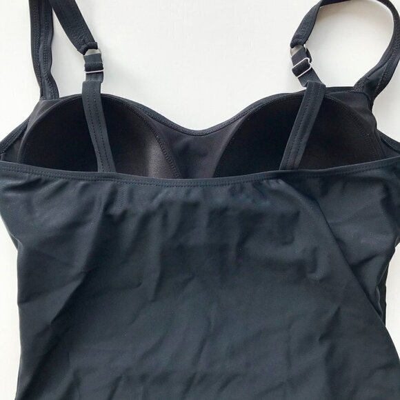 CHRISTINA Flattering Black One-piece Ruching Tummy Control high-cut leg, bra 16D - Picture 11 of 16